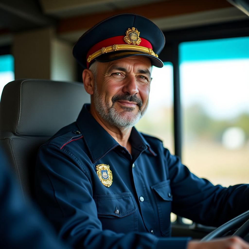 Conductor de autobús dando testimonio